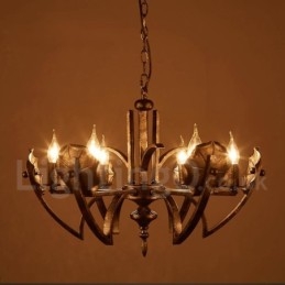 Lampadario a sospensione industriale in acciaio 6 lampadine E24 Ø 68 cm H 43 cm