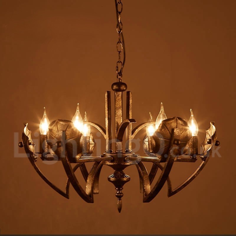 Lampadario a sospensione industriale in acciaio 6 lampadine E24 Ø 68 cm H 43 cm