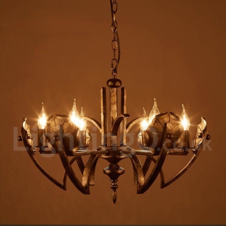 Lampadario a sospensione industriale in acciaio 6 lampadine E24 Ø 68 cm H 43 cm