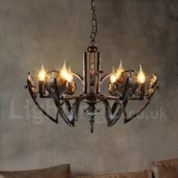 Lampadario a sospensione industriale in acciaio 6 lampadine E24 Ø 68 cm H 43 cm