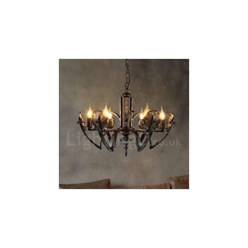 Lampadario a sospensione industriale in acciaio 6 lampadine E24 Ø 68 cm H 43 cm