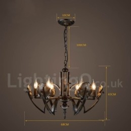 Lampadario a sospensione industriale in acciaio 6 lampadine E24 Ø 68 cm H 43 cm