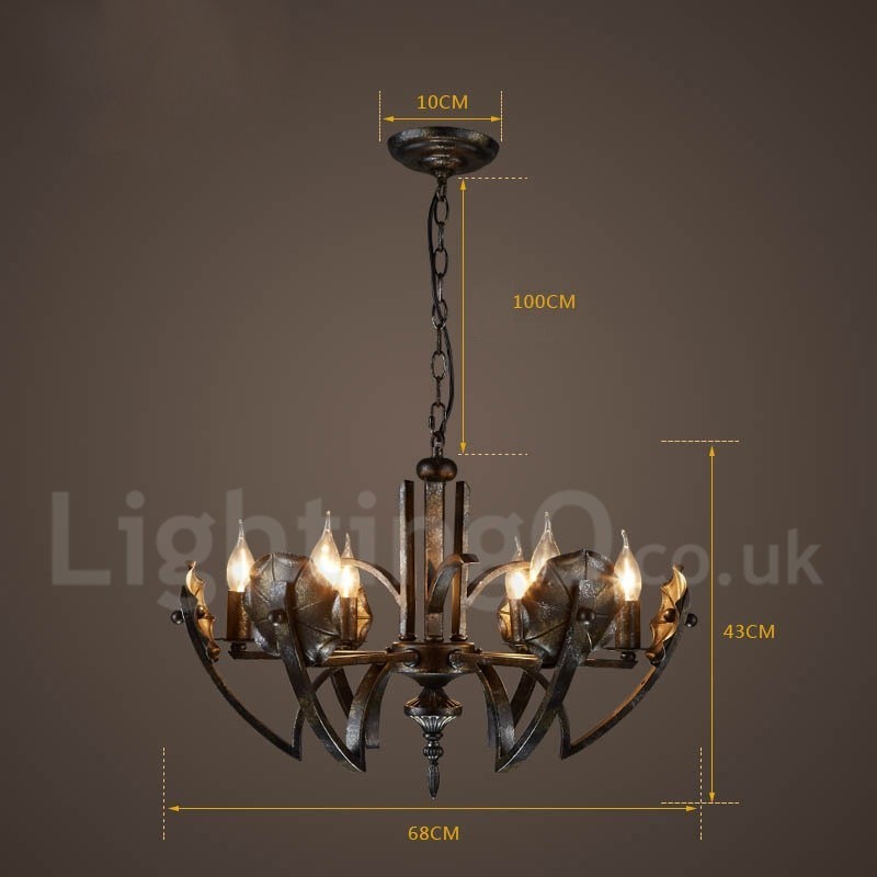 Lampadario a sospensione industriale in acciaio 6 lampadine E24 Ø 68 cm H 43 cm