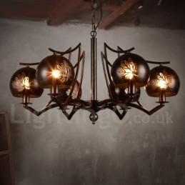 Lampadario a sospensione industriale in acciaio 6 lampadine E24 Ø 72 cm H 40 cm
