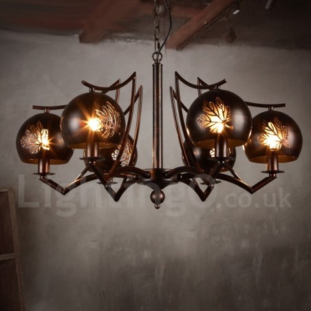 Lampadario a sospensione industriale in acciaio 6 lampadine E24 Ø 72 cm H 40 cm