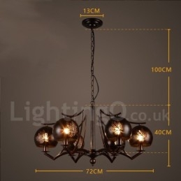 Lampadario a sospensione industriale in acciaio 6 lampadine E24 Ø 72 cm H 40 cm