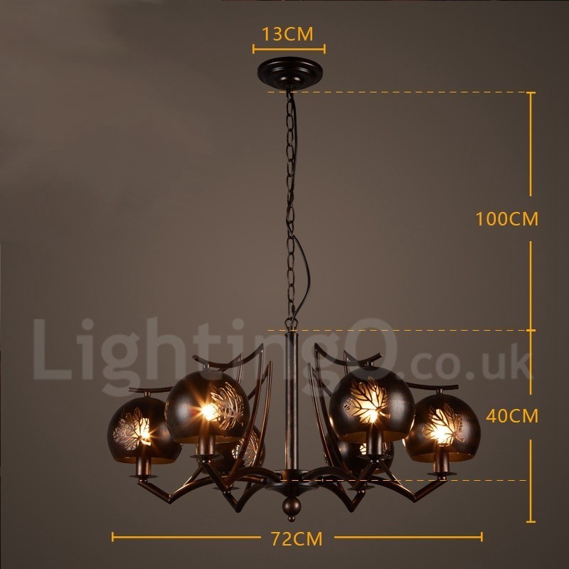 Lampadario a sospensione industriale in acciaio 6 lampadine E24 Ø 72 cm H 40 cm