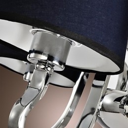 Lampadario vintage classico in tessuto e metallo dipinto, 4 luci