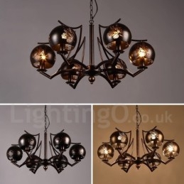 Lampadario a sospensione industriale in acciaio 6 lampadine E24 Ø 72 cm H 40 cm