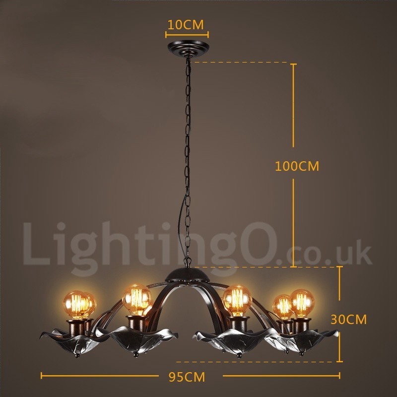 Lampadario a sospensione industriale in acciaio E27 per 8 lampadine, Ø 95 cm, H 30 cm