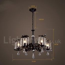 Lampadario a sospensione industriale in acciaio e cristallo 6 lampadine E24 Ø72 cm