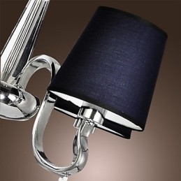 Lampadario vintage classico in tessuto e metallo dipinto, 4 luci