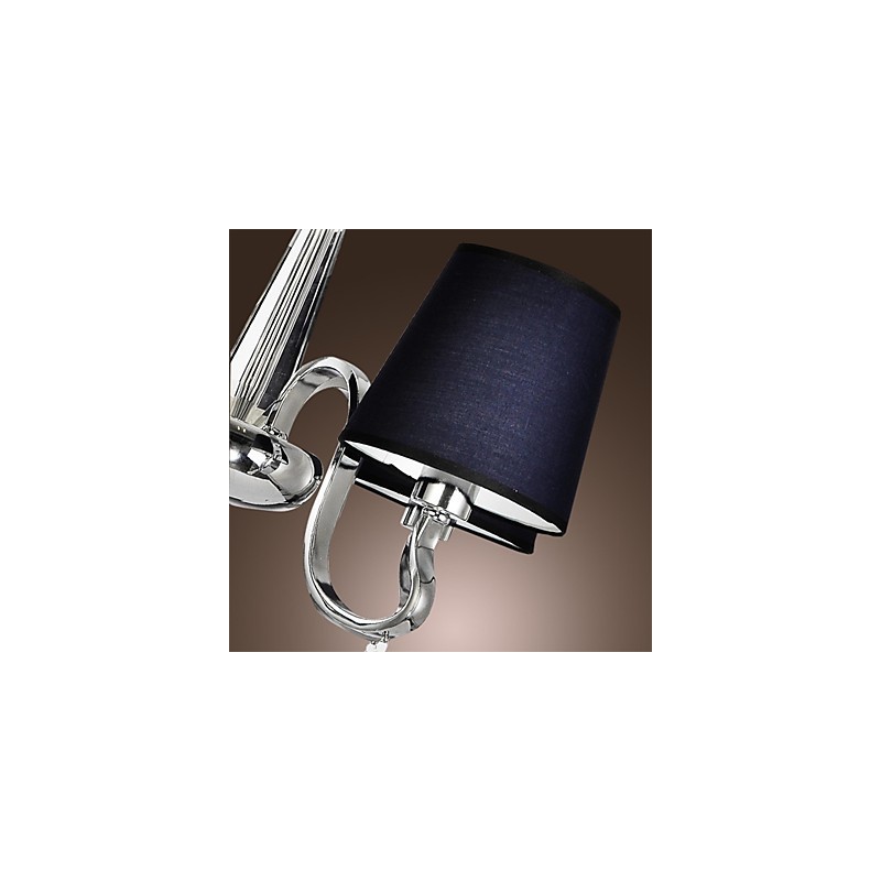 Lampadario vintage classico in tessuto e metallo dipinto, 4 luci