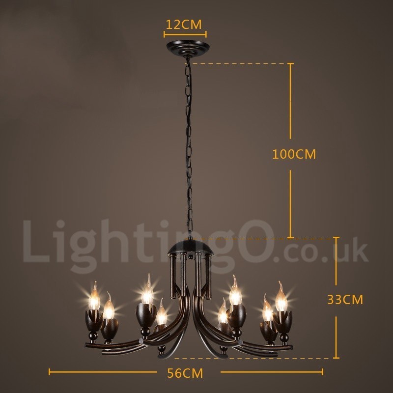 Lampadario a sospensione industriale in acciaio 6 luci E24 Ø 56 cm H 33 cm