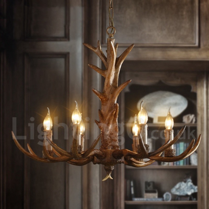 Lampadario a sospensione industriale in resina 6 lampadine E24 Ø 76 cm H 60 cm