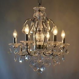 Plafoniera contemporanea a 6 luci argento con decorazioni trasparenti