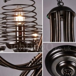 Lampadario a sospensione industriale in acciaio 6 lampadine E24 Ø 79 cm H 52 cm