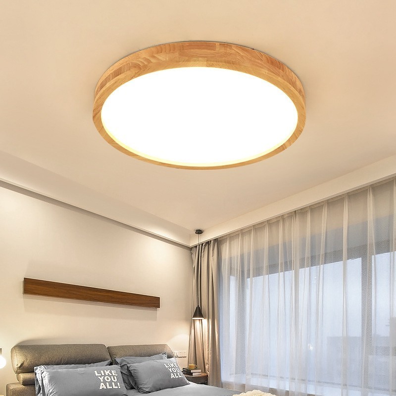 Plafoniera rotonda in legno e acrilico ultra sottile, stile nordico
