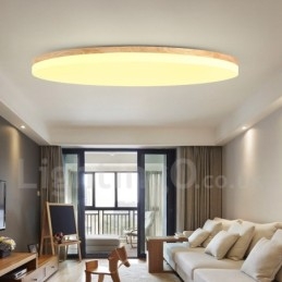 Plafoniera rotonda nordica in legno massello e acrilico ultra sottile