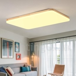 Plafoniera LED ultra sottile in acrilico e legno 95 x 65 cm