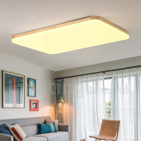 Plafoniera LED ultra sottile in acrilico e legno 95 x 65 cm
