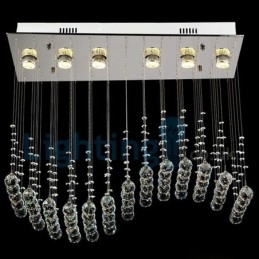 Lampadario a sospensione moderno in cristallo a goccia, 6 LED, 75x30x65 cm