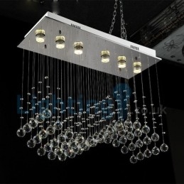 Lampadario a sospensione moderno in cristallo a goccia, 6 LED, 75x30x65 cm