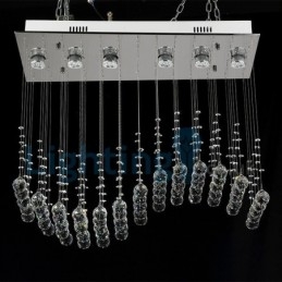 Lampadario a sospensione moderno in cristallo a goccia, 6 LED, 75x30x65 cm