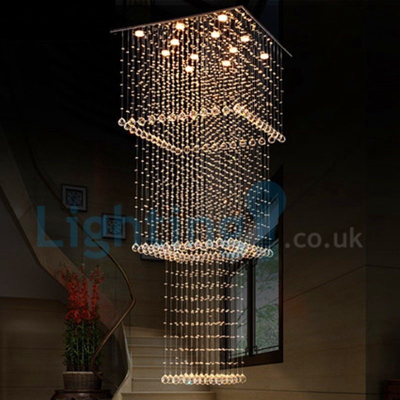 Lampadario moderno a sospensione in cristallo a goccia 80 cm 12 luci LED