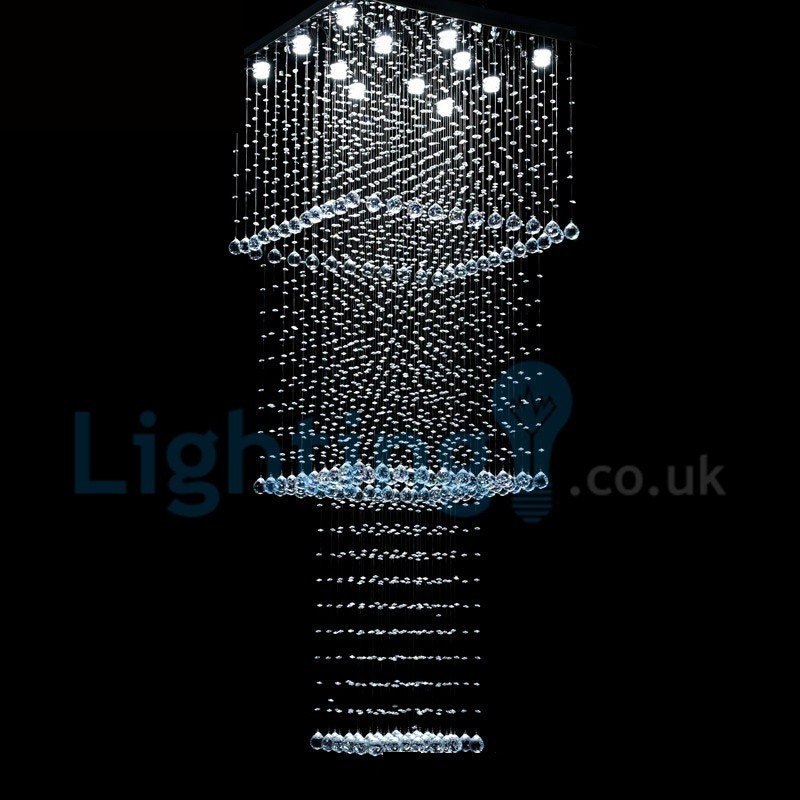 Lampadario moderno a sospensione in cristallo a goccia 80 cm 12 luci LED