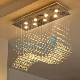 Lampadario a sospensione in cristallo a goccia moderno 80 x 30 x 70 cm LED 8x3 W