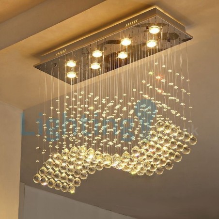 Lampadario a sospensione in cristallo a goccia moderno 80 x 30 x 70 cm LED 8x3 W