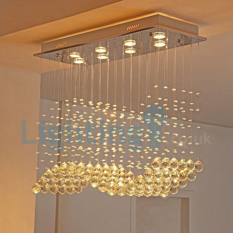Lampadario a sospensione in cristallo a goccia moderno 80 x 30 x 70 cm LED 8x3 W