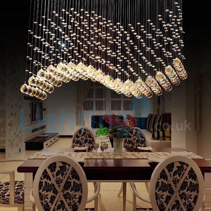 Lampadario a sospensione in cristallo a goccia moderno 80 x 30 x 70 cm LED 8x3 W