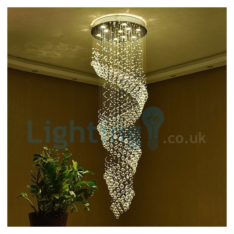 Lampadario moderno contemporaneo a sospensione con gocce di cristallo 60 x 60 x 200 cm
