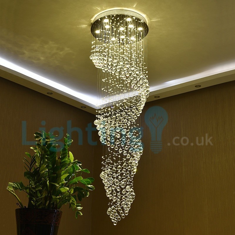 Lampadario moderno contemporaneo a sospensione con gocce di cristallo 60 x 60 x 200 cm