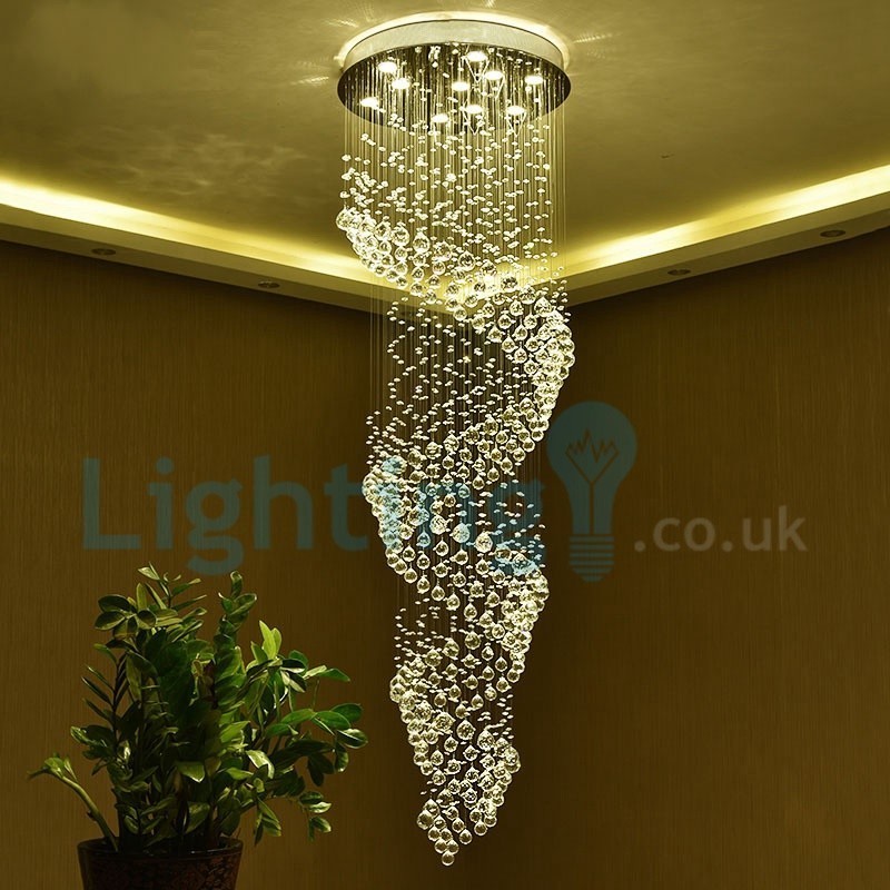 Lampadario moderno contemporaneo a sospensione con gocce di cristallo 60 x 60 x 200 cm