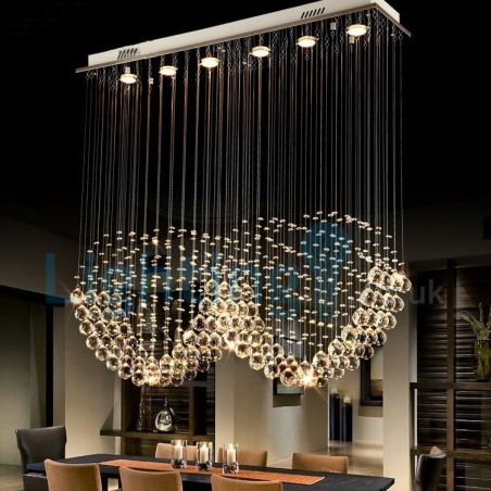Lampadario a sospensione moderno in cristallo a goccia 100x20x100 cm 6 luci LED