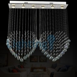 Lampadario a sospensione moderno in cristallo a goccia 100x20x100 cm 6 luci LED