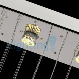 Lampadario a sospensione moderno in cristallo a goccia 100x20x100 cm 6 luci LED