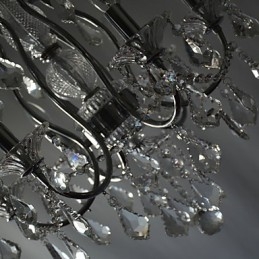 Plafoniera contemporanea a 6 luci argento con decorazioni trasparenti