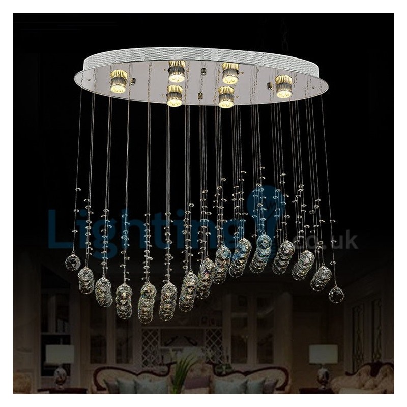 Lampadario a sospensione moderno in cristallo a goccia 75x25x60 cm 6 luci LED