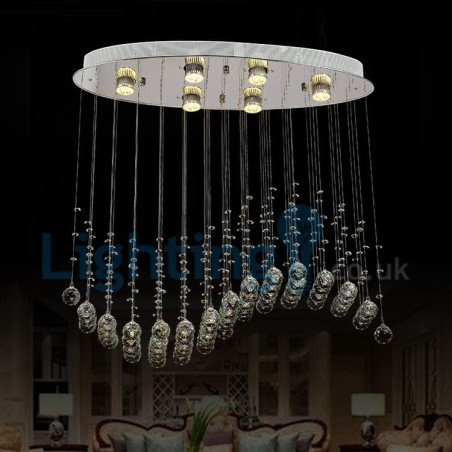 Lampadario a sospensione moderno in cristallo a goccia 75x25x60 cm 6 luci LED