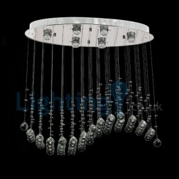 Lampadario a sospensione moderno in cristallo a goccia 75x25x60 cm 6 luci LED