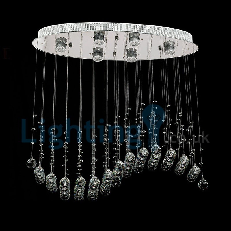 Lampadario a sospensione moderno in cristallo a goccia 75x25x60 cm 6 luci LED