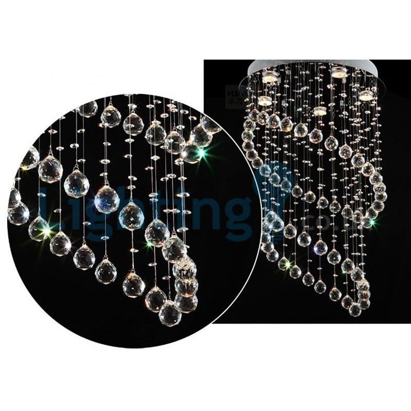 Lampadario a sospensione moderno in cristallo a goccia 50x50x80 cm, 5 LED