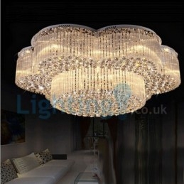 Lampadario a sospensione moderno con gocce di cristallo 100x100x42 cm 15 LED