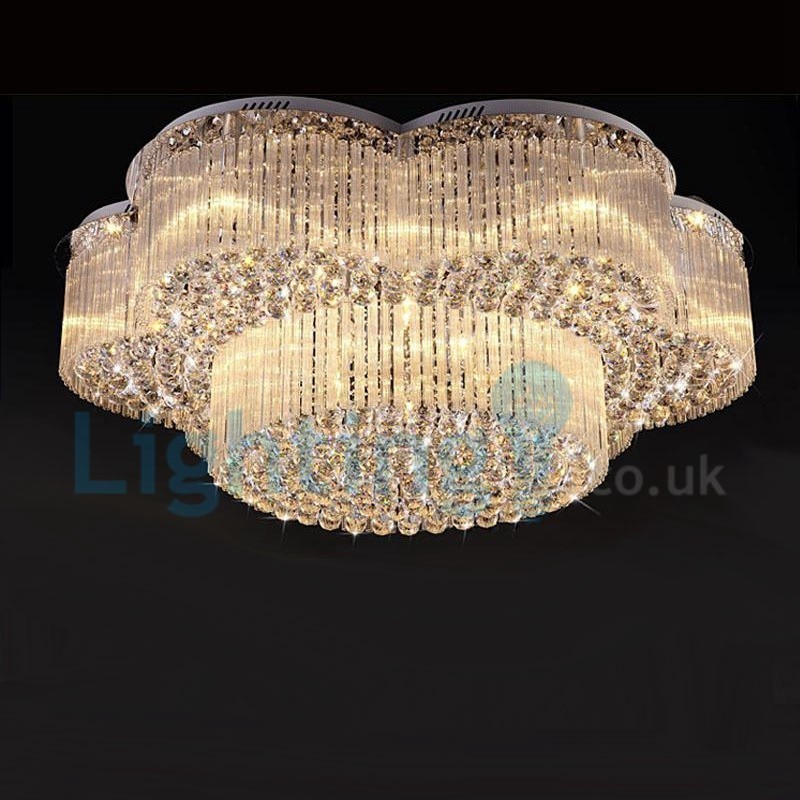 Lampadario a sospensione moderno con gocce di cristallo 100x100x42 cm 15 LED