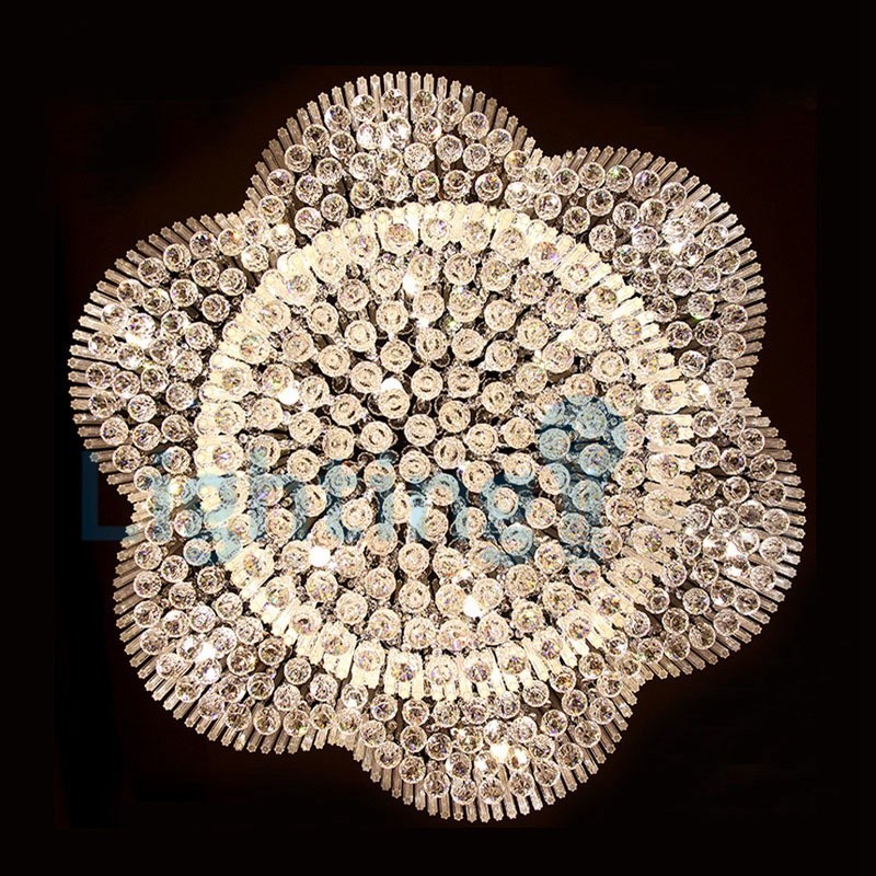 Lampadario a sospensione moderno con gocce di cristallo 100x100x42 cm 15 LED