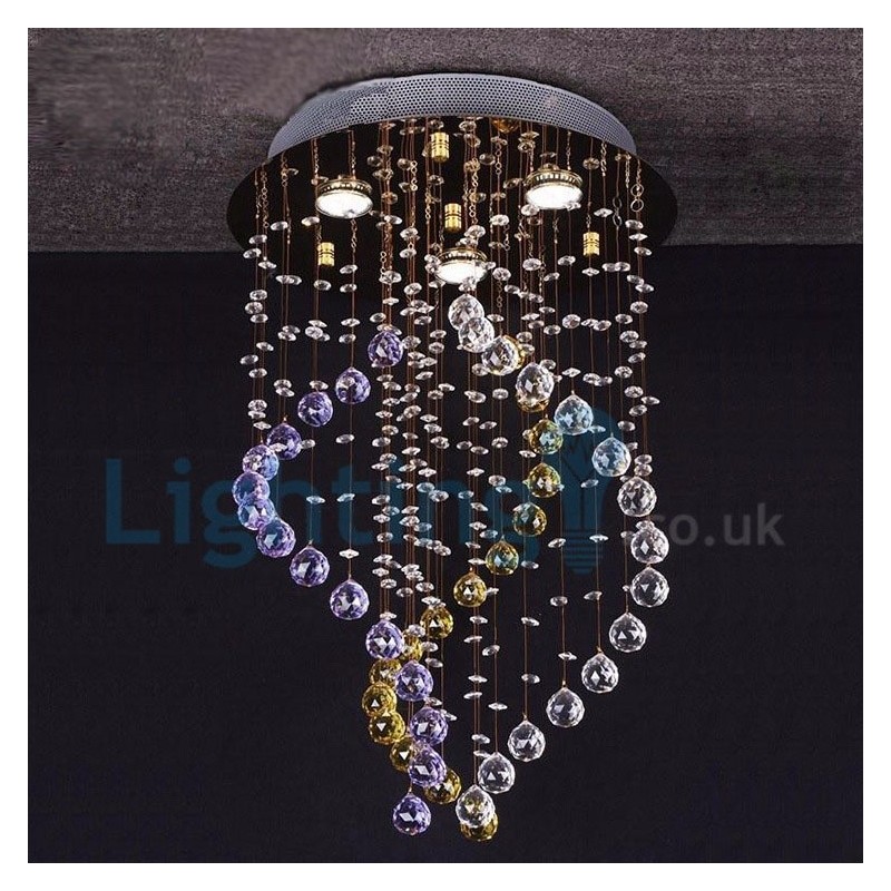 Lampadario moderno a sospensione in cristallo a goccia 40x40x70 cm, 3 LED